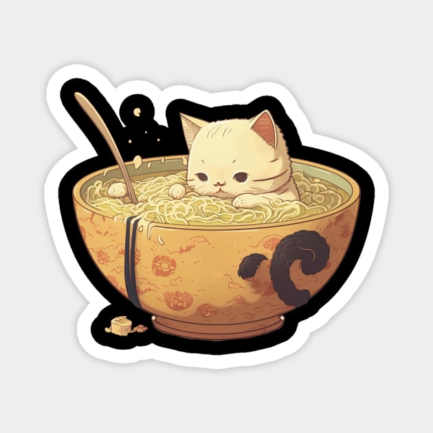 Japanese Kawaii Neko Kitty Ramen Bowl Magnet by geekmethat