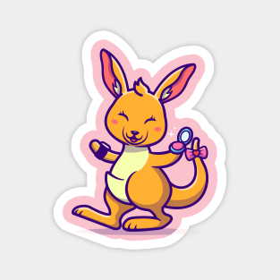 Cute Kangaroo With Make Up Cartoon Magnet