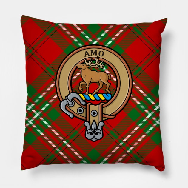 Clan Scott Crest over Red Tartan Pillow by sifis