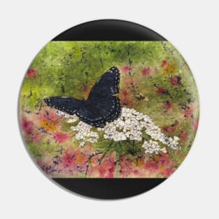 Red Spotted Purple Butterfly Watercolor and Ink Batik Pin