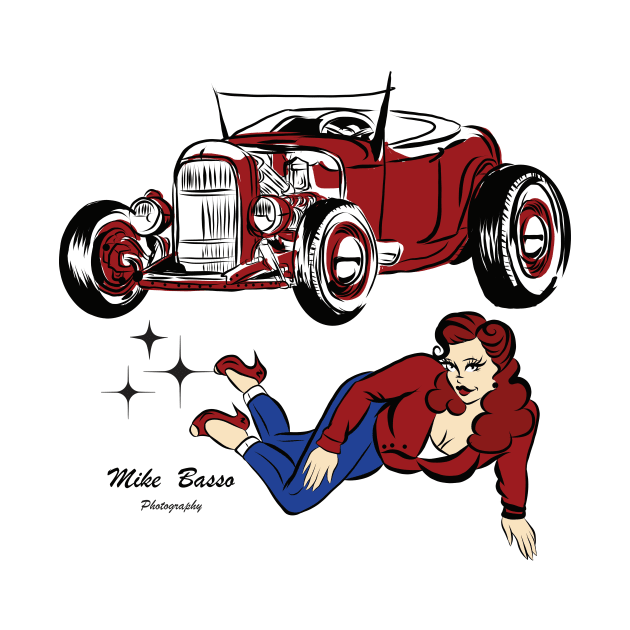 Pinup T - Shirt back only design with pinup  girl by Mike Basso Photography 