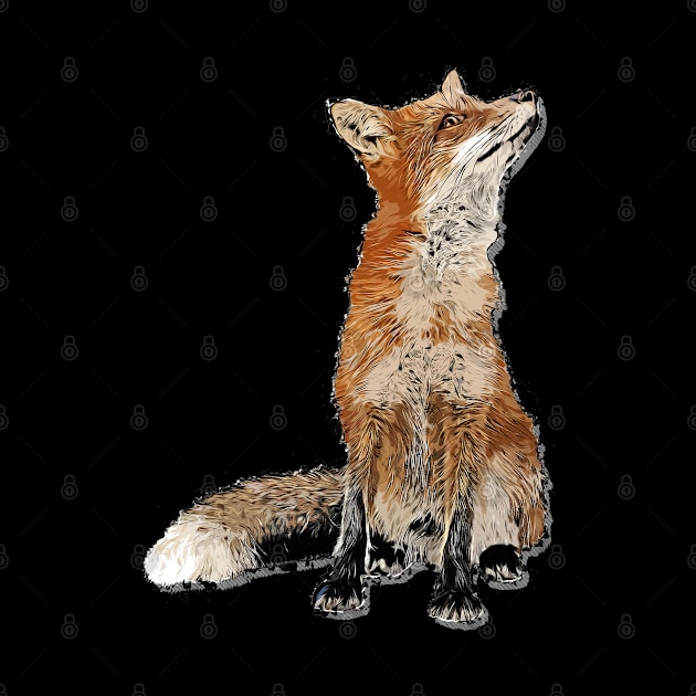 Red Fox Hand Painted Illstration by T-Shirt Dealer