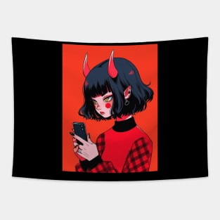 Demon anime girl Tapestry