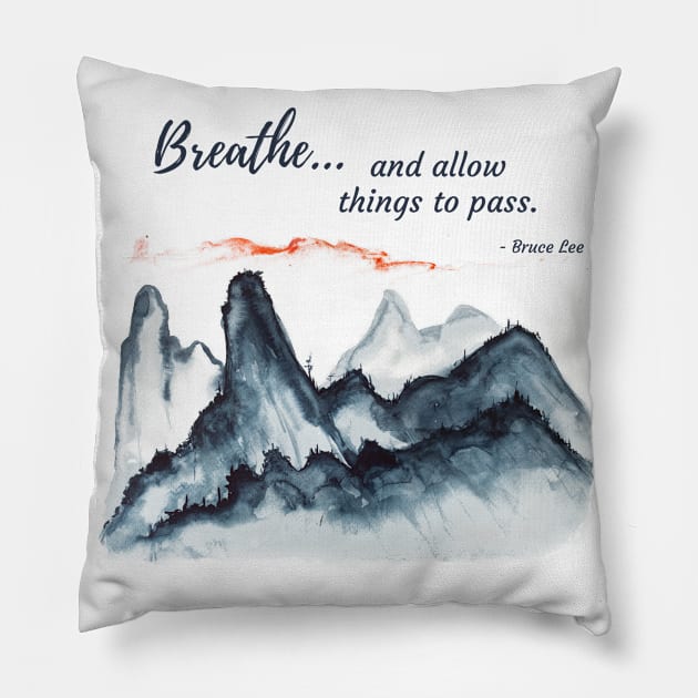 Timeless Wisdom - "Breathe" Bruce Lee Quote Variation Pillow by Underthespell