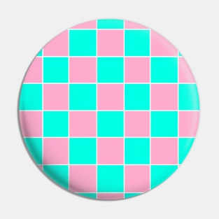 Pink and Turquoise Checked Grid Pin