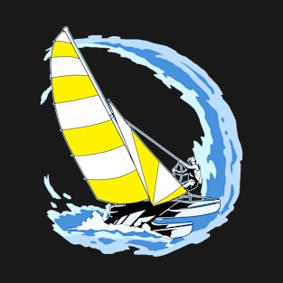 Sailboat And Wave Gift Design Vintage Sailor Sailing Tee T-Shirt