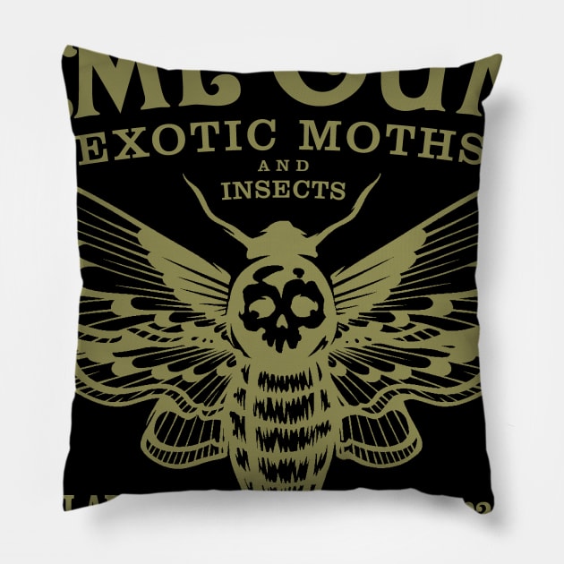 Jame Gumb Exotic Moths and Insects Pillow by MindsparkCreative