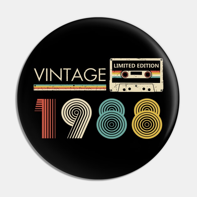 35th Birthday Vintage 1988 Limited Edition Cassette Tape Pin by Brodrick Arlette Store