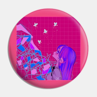 Cyber Moth Vaporwave Pin