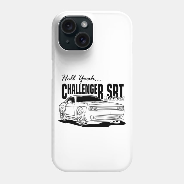 Challenger SRT Hellcat (Black Print) Phone Case by WINdesign