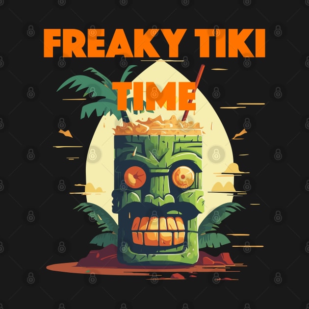 Tiki Drink - Freaky Tiki Time (Orange Lettering) by VelvetRoom