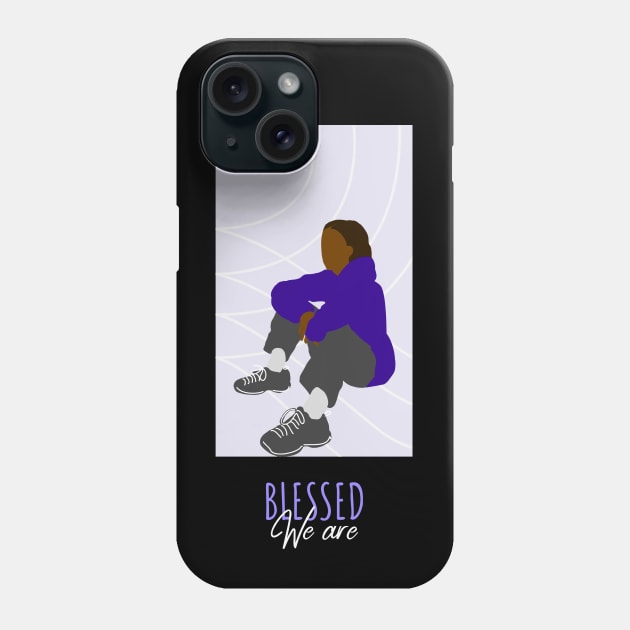 We Are Blessed - Purple Casual Sitting Brown Skin Girl Black Girl Magic Afro Kwanzaa Black Owned Business Design Phone Case by Created by JR