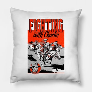 Fighting With Charlie Buffalo Bill Western Cowboy Retro Comic Pillow