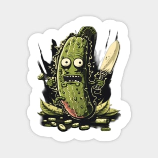 Pickle with a knife Magnet