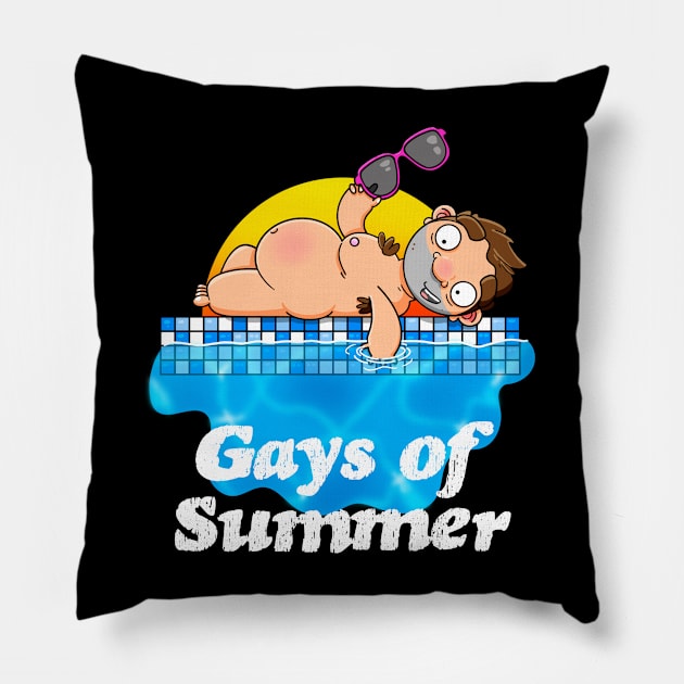 Gays of Summer Sunbathing Pillow by LoveBurty