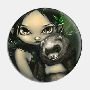 Chibi Fairy with Pet Ferret Pin