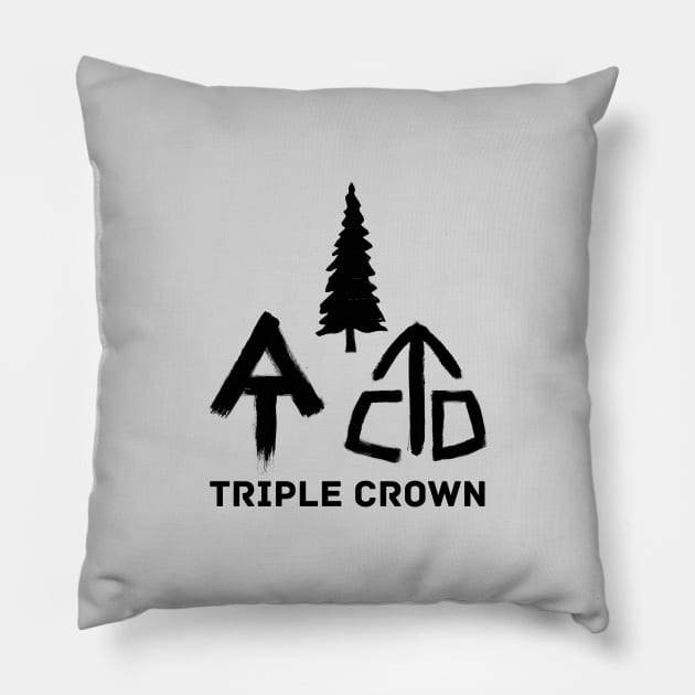Triple Crown Thru-Hiking Black Text Pillow by astralprints