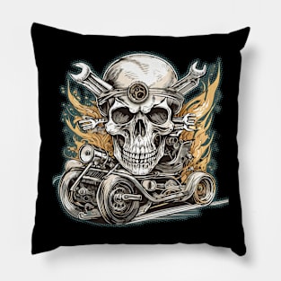 Hotrod skull engine Pillow