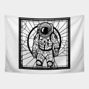Stained Glass Astronaut (Black) Tapestry
