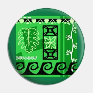 Green Hawaiian Patterns Pin