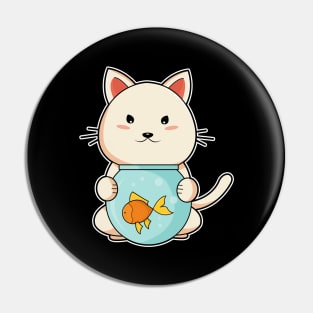 Cat & Fish in Glass Pin