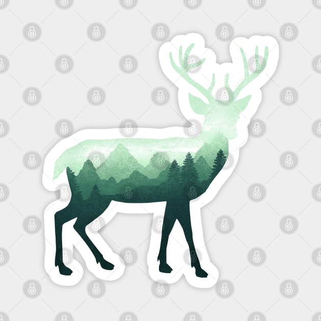 Dramabite Deer Stag Elk Double Exposure Surreal Wildlife Animal Magnet by dramabite