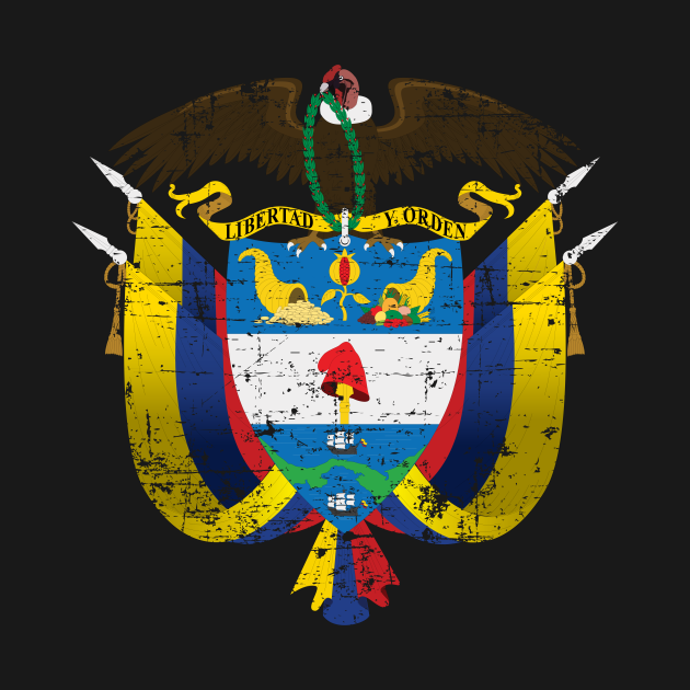 Escudo De Colombia Colombia Coat Of Arms Grunge Design Colombia T Shirt Teepublic 