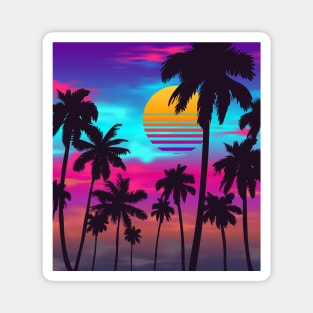 Georgeous Crimson Sunset Synthwave Magnet