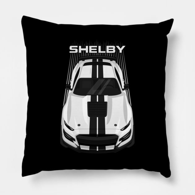 Ford Mustang Shelby GT500 2020-2021 - White - Black Stripes Pillow by V8social