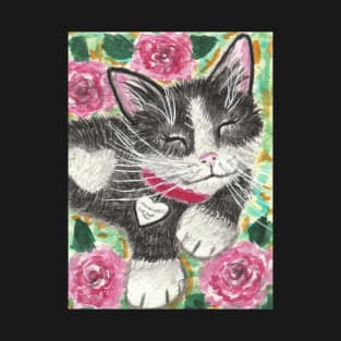 Happy cat flowers T-Shirt