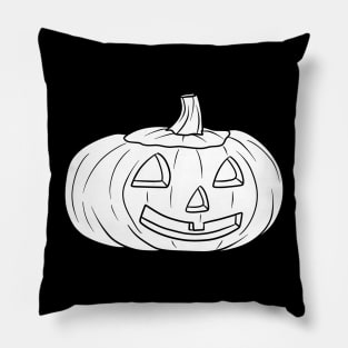 Halloween Jack O' Lantern White Silhouette Pillow