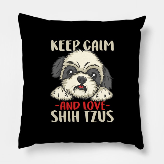 Owned By A Chinese Shih Tzu print for Dog Lovers Pillow by biNutz