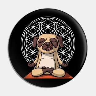 Dog Pug Yoga Lover Flower Of Life Pet Pin