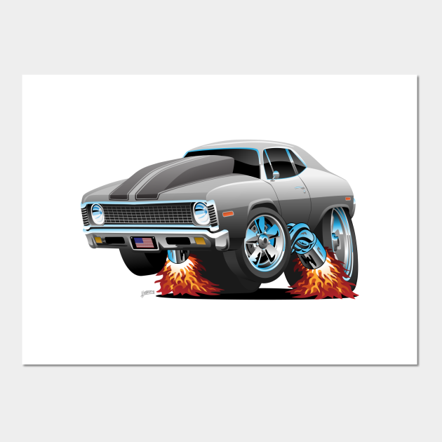 Classic American Muscle Car Hot Rod Cartoon - Muscle Car - Posters and Art Prints | TeePublic Classic American Muscle Car Hot Rod Cartoon - Muscle Car - Posters and Art Prints | TeePublic