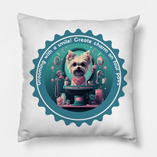 Grooming With a Smile Create Charm on Four Paws Grooming Design Cute Grooming Gift Pillow