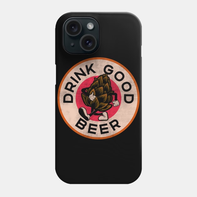 Retro Vintage Drink Good Beer Walking Hops Illustration Phone Case by StreetDesigns