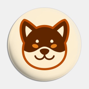 Brown Shiba: Eyes open smile Pin