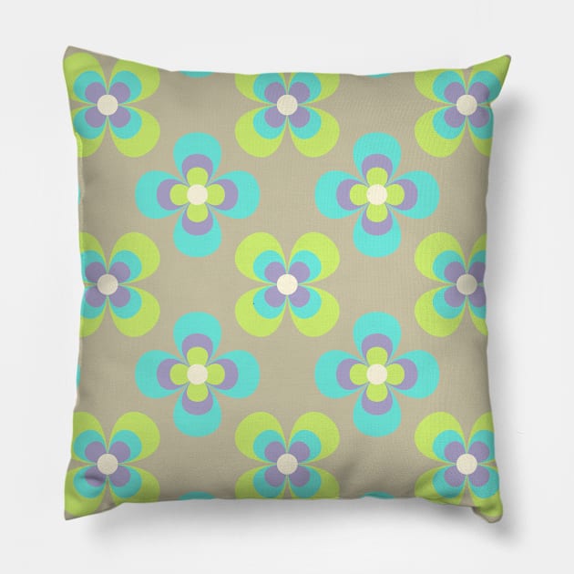 Floral Retro Neck Gator Aqua and Green Retro Floral Pillow by DANPUBLIC