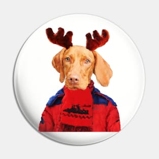 Funny Christmas Dog Portrait Pin