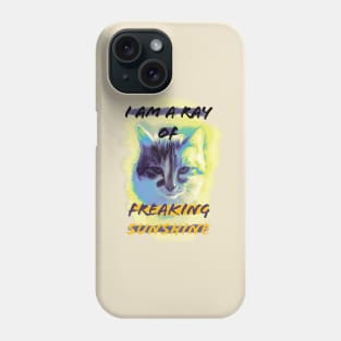 I Am a Ray of Freaking Sunshine blue Cat with Background Phone Case