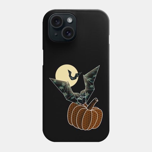 Happy halloween: origami bats, moonlight and pumpkin Phone Case by Blacklinesw9