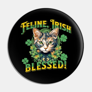 FELINE IRISH BLESSED Feline Kitty Design Pin