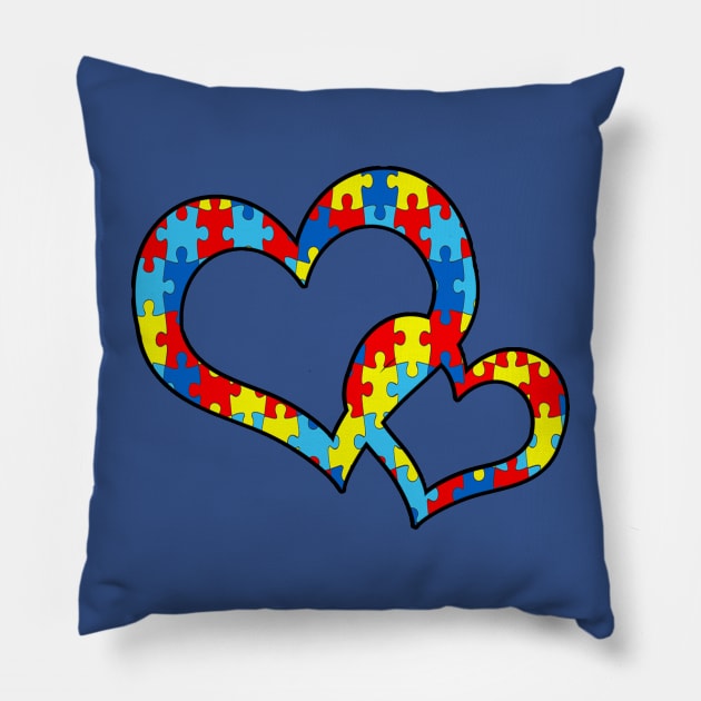 Autism Awareness Apparel & Gifts, Autism Puzzle Design, Heart Mom, Dad & Family Awareness Support Pillow by tamdevo1