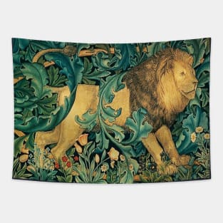 GREENERY ,FOREST ANIMALS, LION Antique Tapestry Tapestry