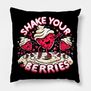 "Shake your Berries" Strawberry milkshake Pillow