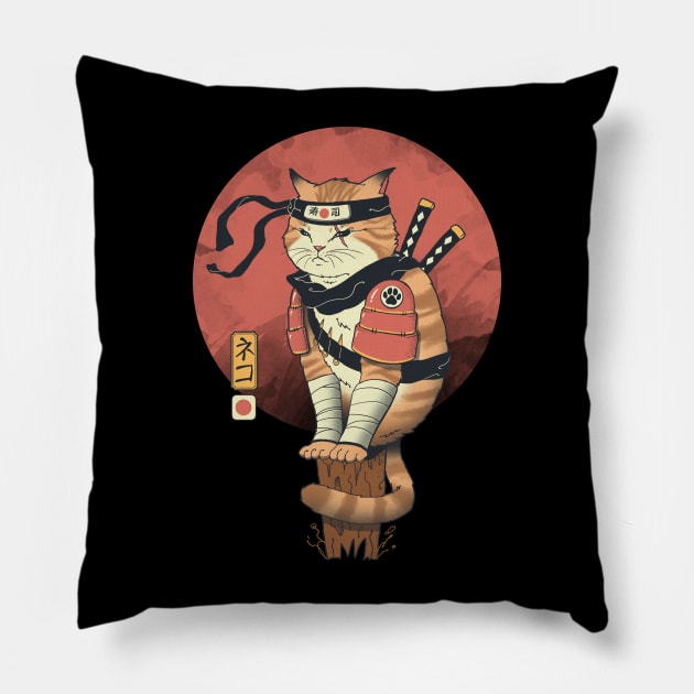 Shinobi Cat Pillow by Vincent Trinidad Art