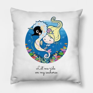 Seahorse unicorn Pillow