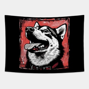 Retro Art Siberian Husky Dog Lover Tapestry