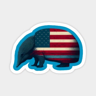 armadillo, symbol of Texas, in the colors of the American flag Magnet