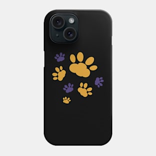 Yellow and purlpe paws Phone Case